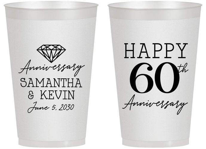 Personalized Anniversary 14 oz Frosted Cups - 60th Wedding | 80019