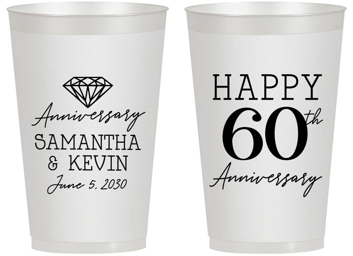 Personalized Anniversary 14 oz Frosted Cups - 60th Wedding | 80019
