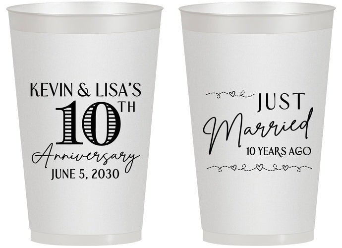 Personalized Anniversary 14 oz Frosted Cups - 10 Years Down | 80020