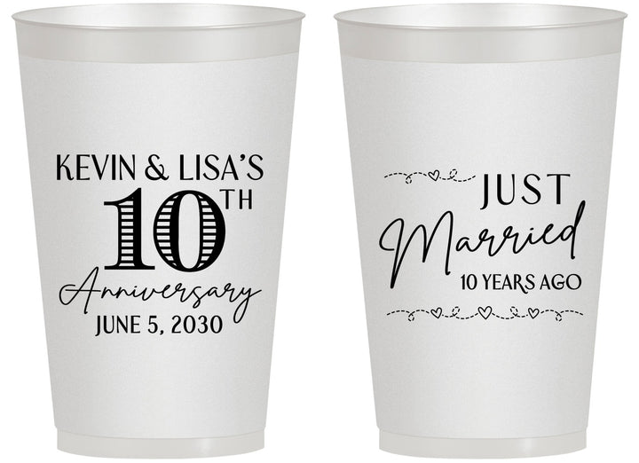 Personalized Anniversary 14 oz Frosted Cups - 10 Years Down | 80020