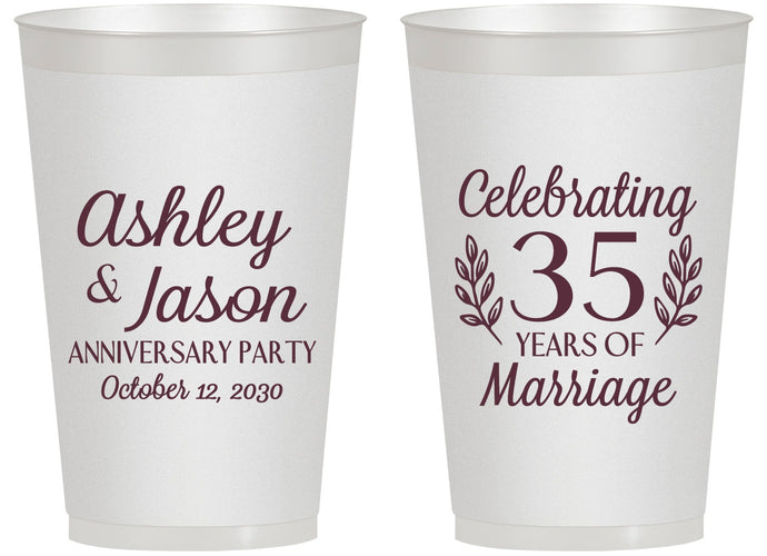 Personalized Anniversary 14 oz Frosted Cups - 35 Years Of Marriage | 80024