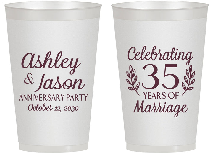 Personalized Anniversary 14 oz Frosted Cups - 35 Years Of Marriage | 80024