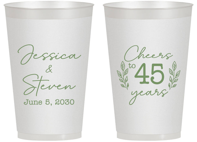 Personalized Anniversary 14 oz Frosted Cups - Cheers To 45 Years | 80026