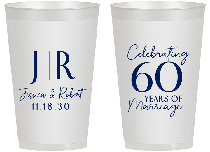 Personalized Anniversary 14 oz Frosted Cups - 60 Years Of Marriage | 80029