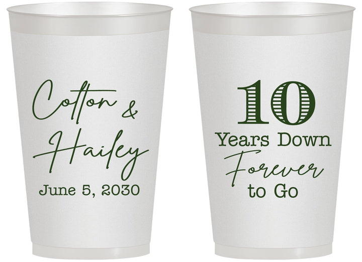 Personalized Anniversary 14 oz Frosted Cups - Just Married 10 Years Ago | 80030