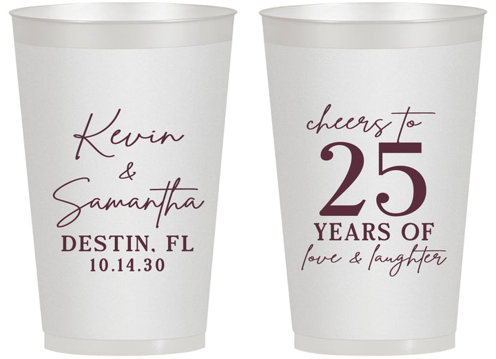 Personalized Anniversary 14 oz Frosted Cups - 25 Years Of Marriage | 80032