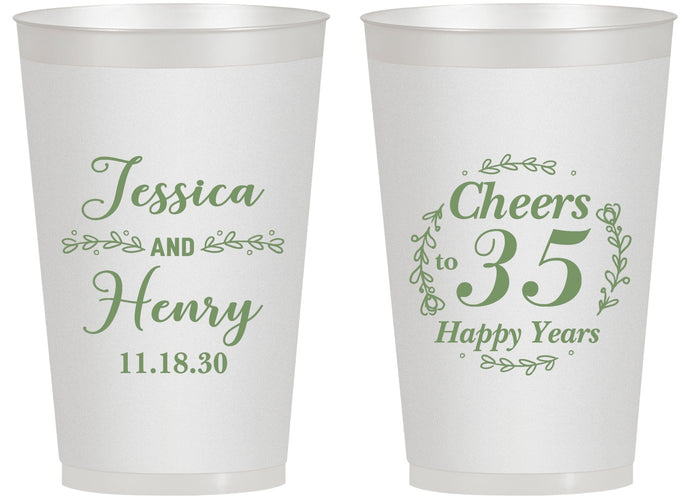 Personalized Anniversary 14 oz Frosted Cups - Cheers To 35 Years | 80034