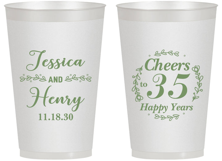 Personalized Anniversary 14 oz Frosted Cups - Cheers To 35 Years | 80034