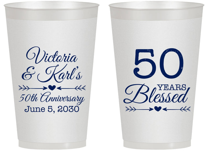 Personalized Anniversary 14 oz Frosted Cups - 50 Years Blessed | 80037