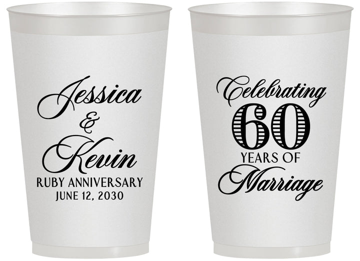 Personalized Anniversary 14 oz Frosted Cups - 60 Years Of Marriage | 80039
