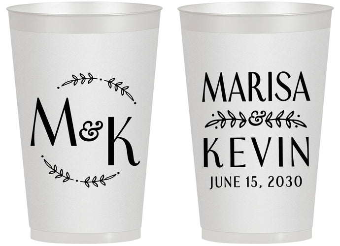 Personalized Wedding 14 oz Frosted Cups - Two Letter Monogram | 801