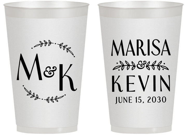 Personalized Wedding 14 oz Frosted Cups - Two Letter Monogram | 801
