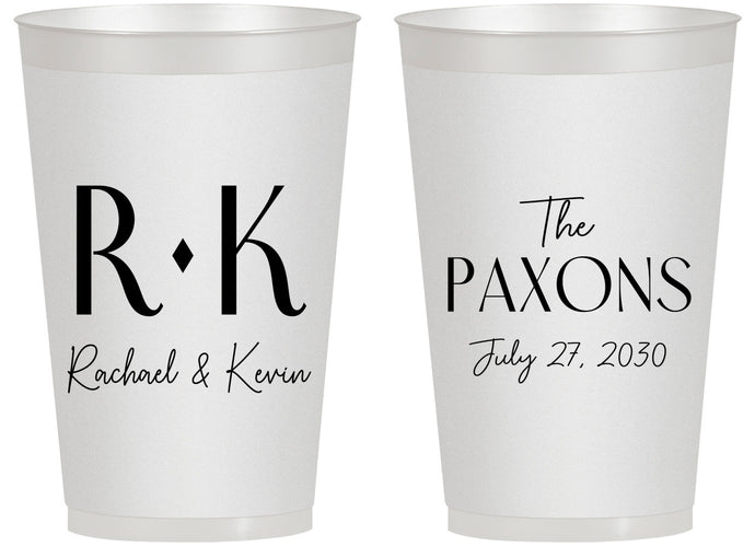 Personalized Wedding 14 oz Frosted Cups - Two Letter Monogram | 802