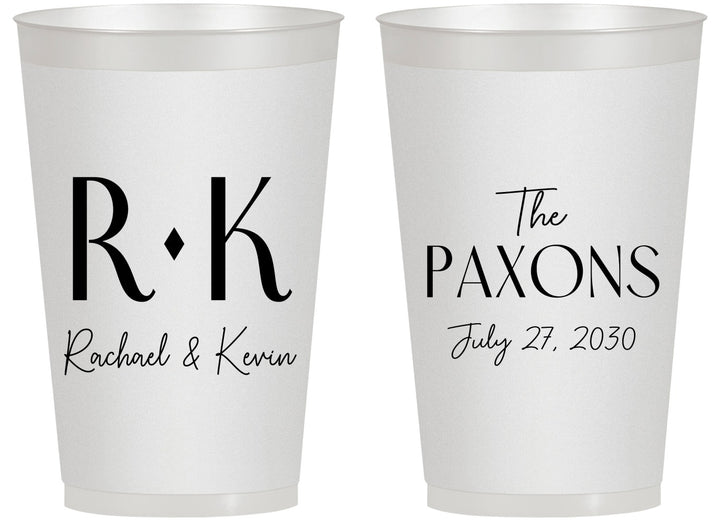 Personalized Wedding 14 oz Frosted Cups - Two Letter Monogram | 802