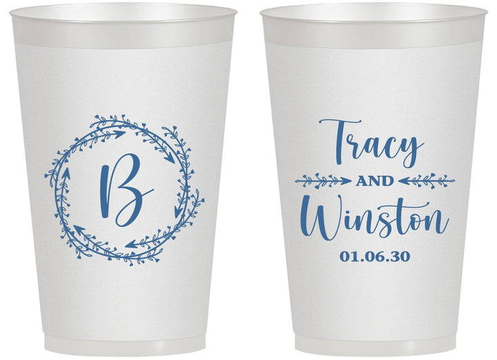 Personalized Wedding 14 oz Frosted Cups - Monogram | 804