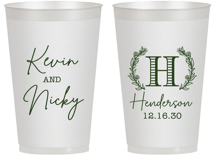 Personalized Wedding 14 oz Frosted Cups - Monogram | 805