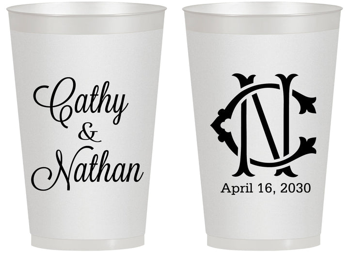 Personalized Wedding 14 oz Frosted Cups - Two Letter Monogram | 807