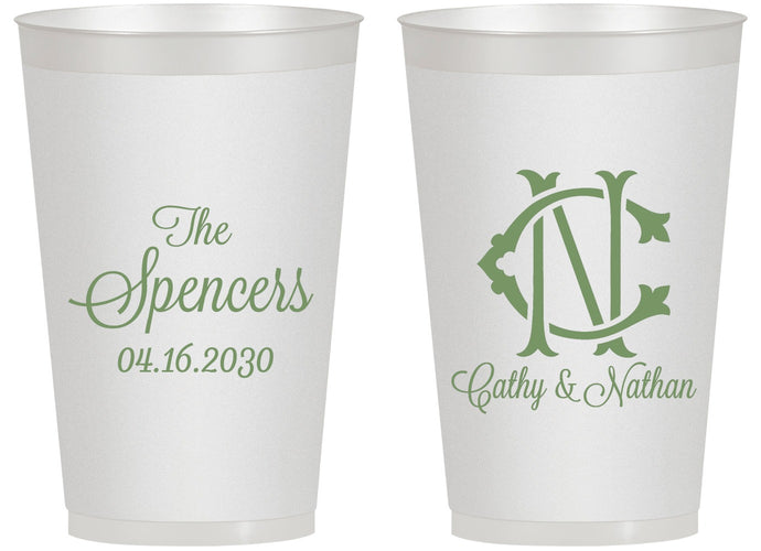 Personalized Wedding 14 oz Frosted Cups - Two Letter Monogram | 808