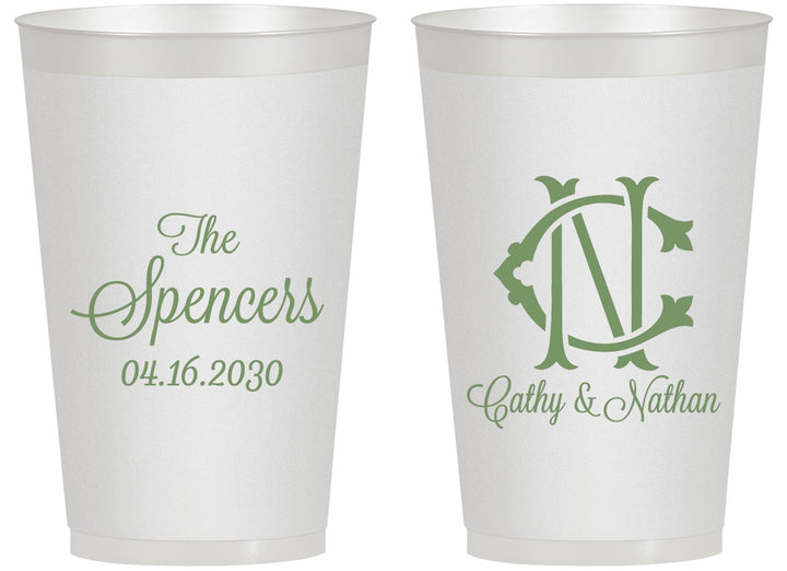 Personalized Wedding 14 oz Frosted Cups - Two Letter Monogram | 808