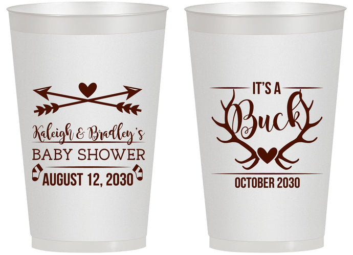 Personalized Baby Shower 14 oz Frosted Cups - It’s A Buck Antler | 90000