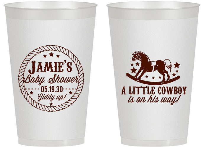Personalized Baby Shower 14 oz Frosted Cups - Little Cowboy | 90003