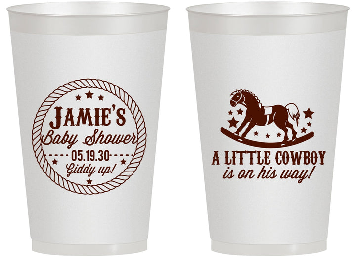 Personalized Baby Shower 14 oz Frosted Cups - Little Cowboy | 90003
