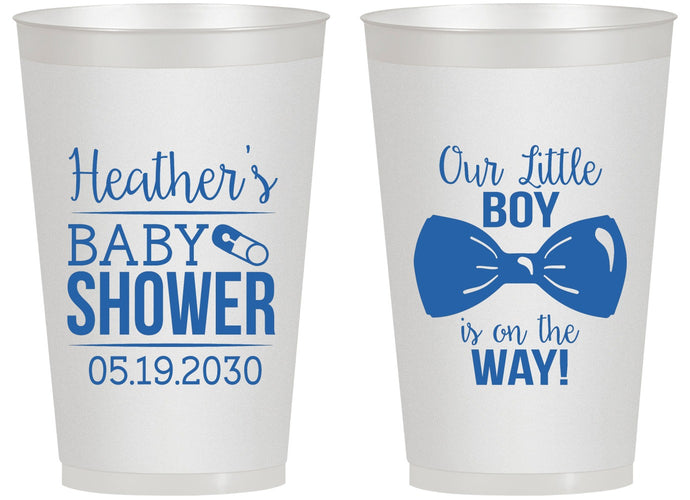 Personalized Baby Shower 14 oz Frosted Cups - Little Boy Is On The Way | 90005