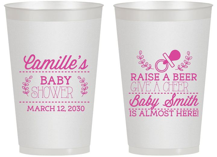 Personalized Baby Shower 14 oz Frosted Cups - Raise A Beer | 90008