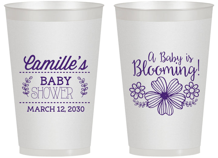 Personalized Baby Shower 14 oz Frosted Cups - Blooming | 90009