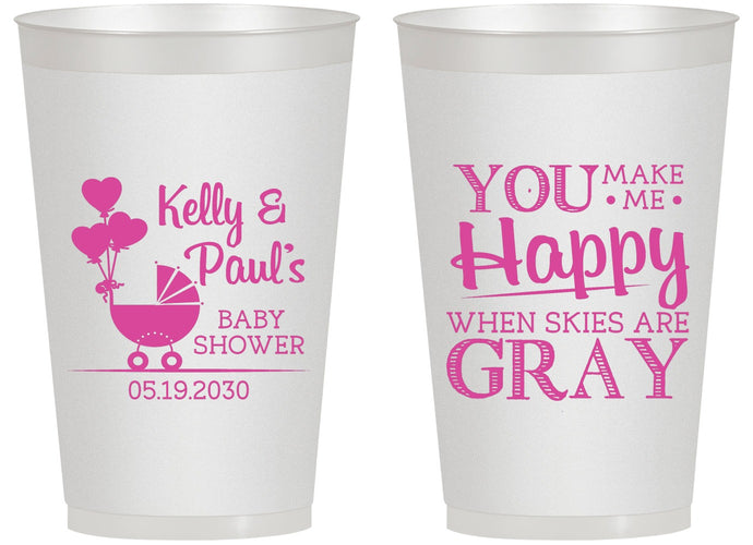 Personalized Baby Shower 14 oz Frosted Cups - You Make Me Happy | 90010