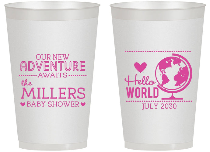 Personalized Baby Shower 14 oz Frosted Cups - Hello World | 90013