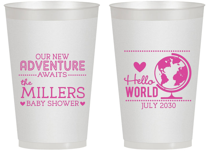 Personalized Baby Shower 14 oz Frosted Cups - Hello World | 90013