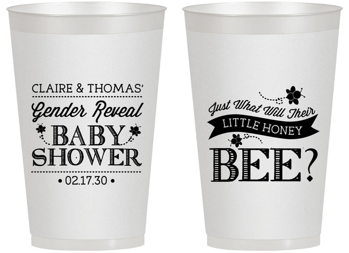 Personalized Baby Shower 14 oz Frosted Cups - Little Honey Bee | 90018