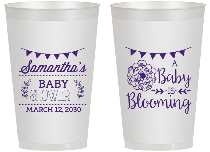 Personalized Baby Shower 14 oz Frosted Cups - Blooming | 90020