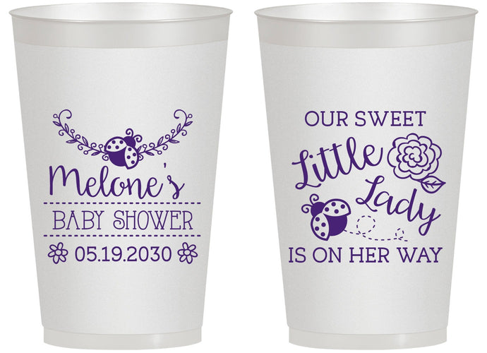 Personalized Baby Shower 14 oz Frosted Cups - Little Lady On The Way | 90021