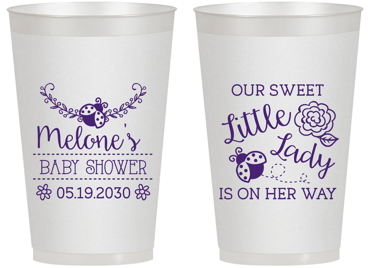 Personalized Baby Shower 14 oz Frosted Cups - Little Lady On The Way | 90021