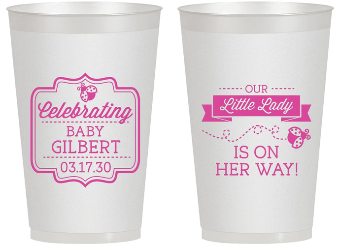 Personalized Baby Shower 14 oz Frosted Cups - Little Lady On The Way | 90022