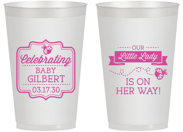 Personalized Baby Shower 14 oz Frosted Cups - Little Lady On The Way | 90022