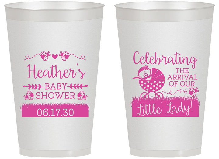 Personalized Baby Shower 14 oz Frosted Cups - Little Lady On The Way | 90023