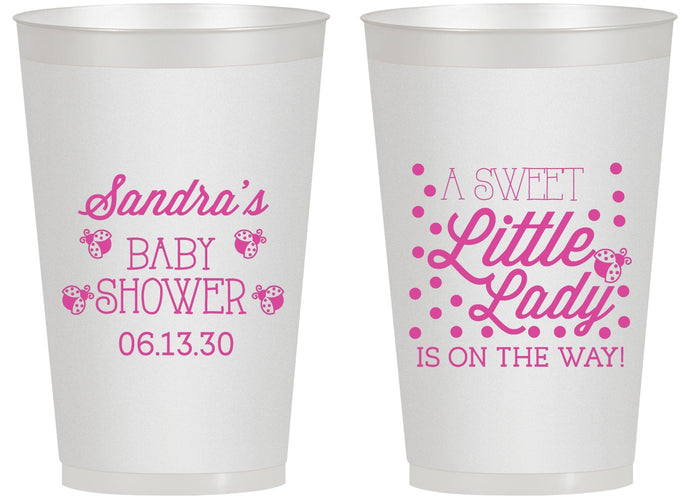 Personalized Baby Shower 14 oz Frosted Cups - Sweet Little Lady | 90024