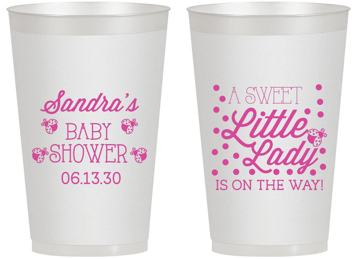 Personalized Baby Shower 14 oz Frosted Cups - Sweet Little Lady | 90024