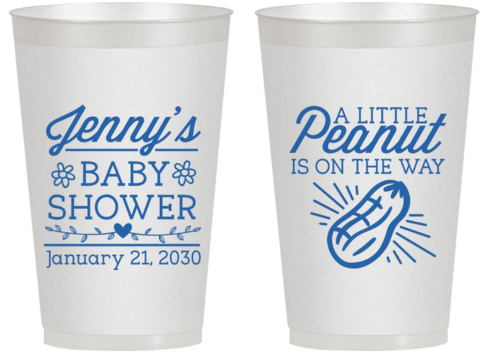Personalized Baby Shower 14 oz Frosted Cups - Peanut On The Way | 90025