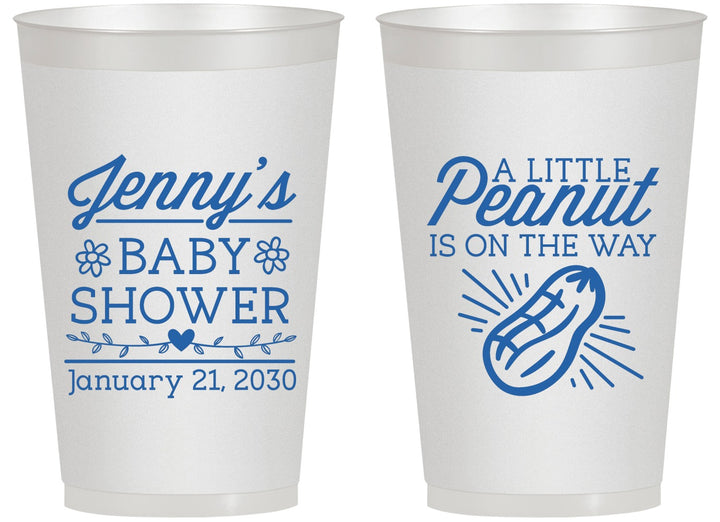 Personalized Baby Shower 14 oz Frosted Cups - Peanut On The Way | 90025