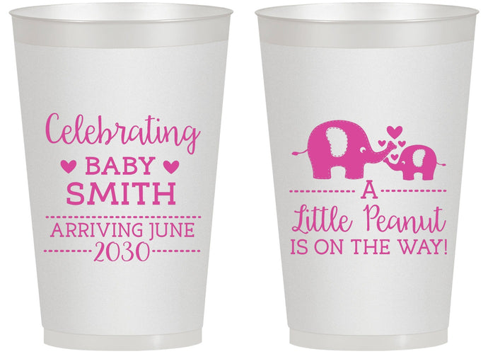 Personalized Baby Shower 14 oz Frosted Cups - Peanut On The Way | 90027