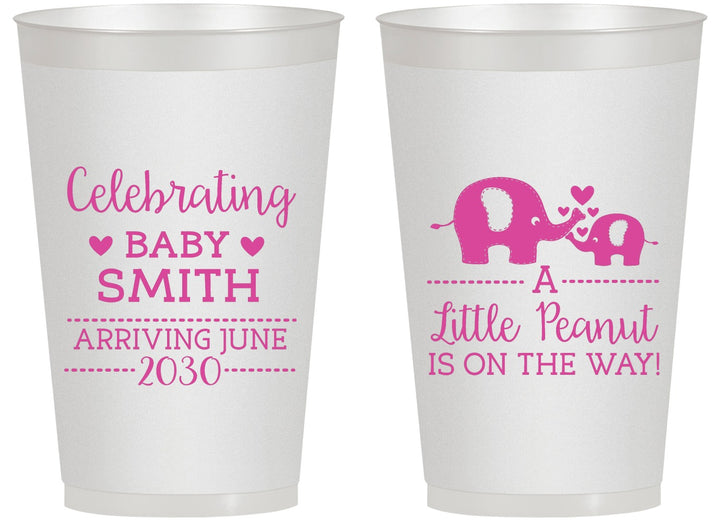 Personalized Baby Shower 14 oz Frosted Cups - Peanut On The Way | 90027