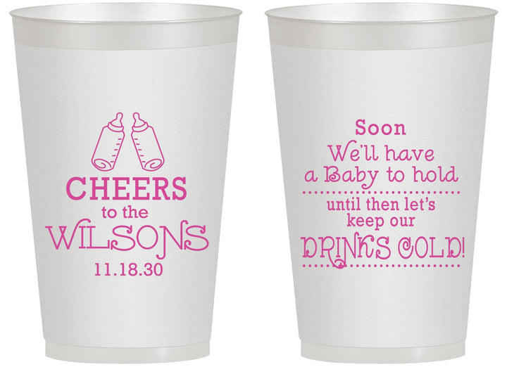 Personalized Baby Shower 14 oz Frosted Cups - Cheers Bottle | 90031