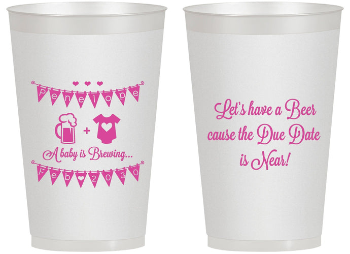 Personalized Baby Shower 14 oz Frosted Cups - Beer Due Date Is Near | 90032