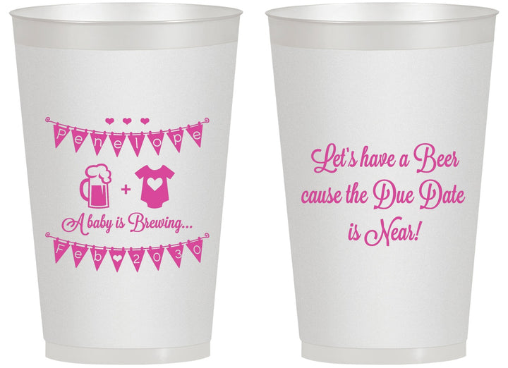 Personalized Baby Shower 14 oz Frosted Cups - Beer Due Date Is Near | 90032