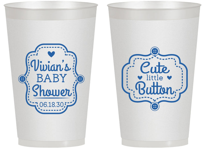 Personalized Baby Shower 14 oz Frosted Cups - Cute Little Button | 90035