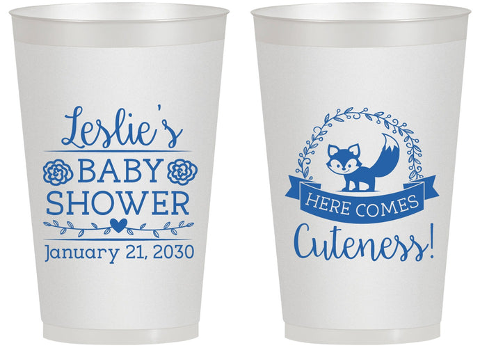 Personalized Baby Shower 14 oz Frosted Cups - Fox Cuteness | 90036